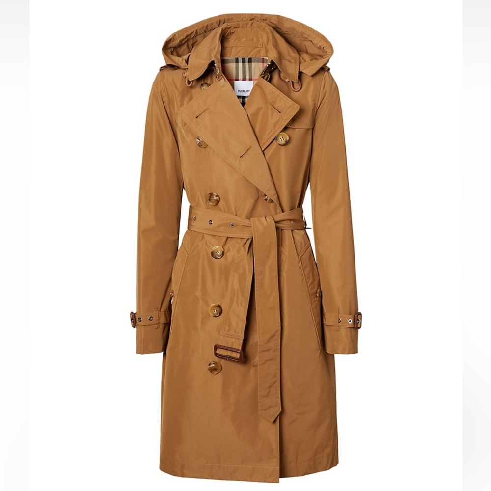 Burberry Kensington Belted Logo Trench Coat Sz 4